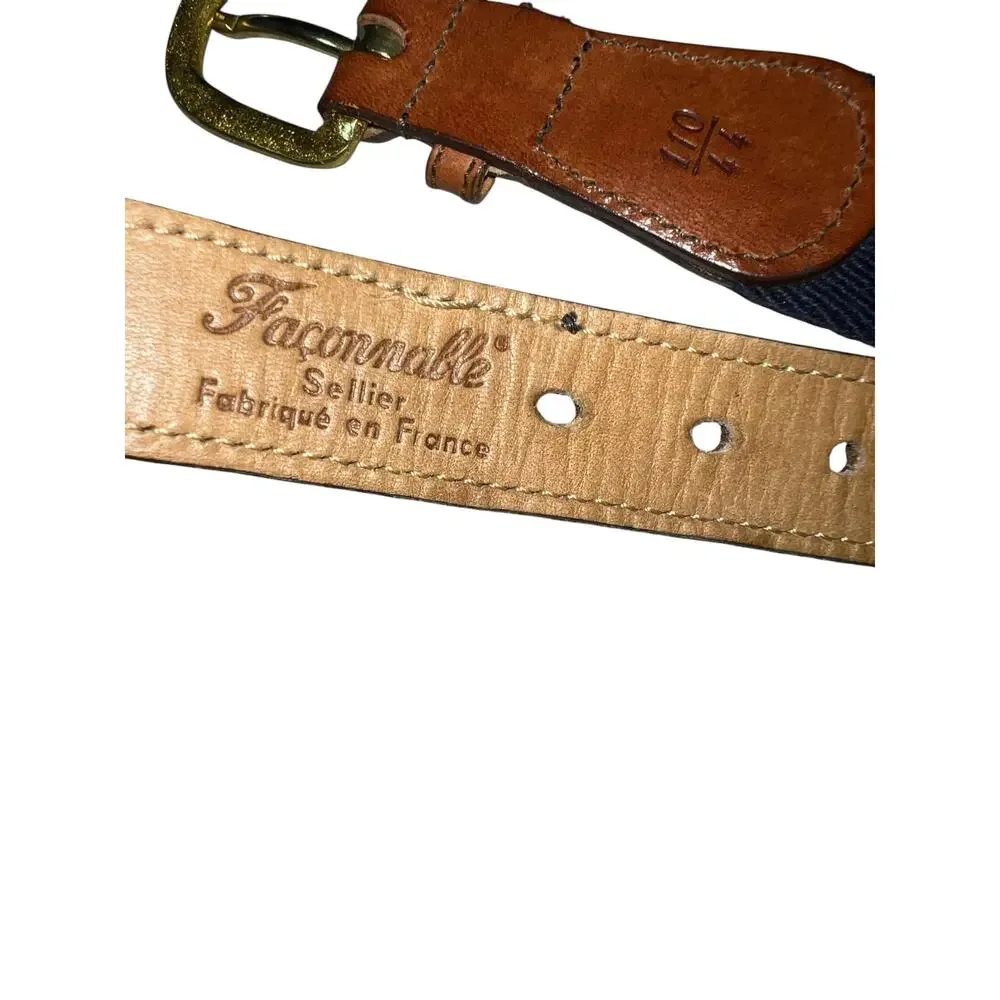 Faconnable vintage preppy-style ribbon belt  navy blue golf clubs made in France
